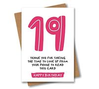 19th Birthday Card - Funny Joke for 19 Year Old - Pink