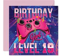 19th Birthday Cards for Women - Gamer Level - Happy Birthday Card for 19 Year Old Woman Cousin Auntie Sister Daughter, 145mm Bday Greeting Cards
