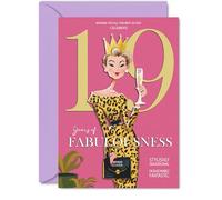19th Birthday Cards for Women - Years Of Fabulousness - Happy Birthday Card for 19 Year Old Woman Granddaughter Daughter Friend Sister, 5x7 Inch Bday Greeting Cards