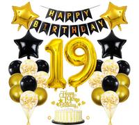 19th Birthday Decoration Boy Girl Balloon 19th Birthday Decoration Black Gold Birthday Decoration 19 Years Man 19 Balloon Gold 19 Years Birthday Decoration Man Decoration 19th Birthday Girl Boy