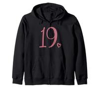 19th Birthday, For Girls Nineteen Cute Number 19 Years Old Zip Hoodie
