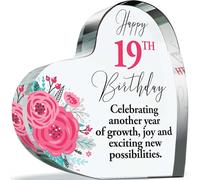19th Birthday Gifts for Women - New Possibilities - Acrylic Heart Plaque Keepsake Gift for 19 Year Old Woman Her, 100mm x 100mm Present For Family Best Friends Bestie Gifts