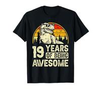 19th Birthday Shirt Boys 19yr 19 Year Old Dinosaur T-Rex T-Shirt