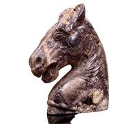 19th Cantury Sculpture Of Roman Horse Head Carved From Fossiliferous Limestone & Derbyshire Fluorspar