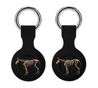 19th Century Donkey Skeleton Stylish Holder Cases Compatible with AirTag Silicone GPS Trackers Cover Keychain