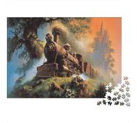 19th Century Steam Locomotive Passing through Dense Forest,Rätsel Für Erwachsene 1000pcs (75x50cm),Herausforderungsspiele