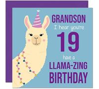 19th Grandson Llama Birthday Card - Llamazing - Funny Llama Grandsons Birthday Card for 19 Year old teenage Kids nineteen, nineteenth