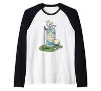 19th Hole Fun - Golf Drink Cartoon Balls Can and Clubs Raglan Baseball Tee
