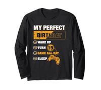 19th Perfect Birthday Gaming 19 Years Old Gamer Boys Gift Long Sleeve T-Shirt
