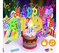 19th Pop-Up Musical Birthday Card with Blowable LED Candle for Young Adults