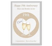 19th Wedding Anniversary cards 19 Nineteen Year Unique Happy Greeting (19th Anniversary Card Sister and Brother in law)