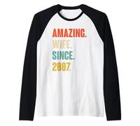 19th Wedding Anniversary for Her - Amazing Wife Since 2007 Raglan Baseball Tee