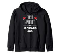 19th Year Wedding Anniversary With Loving Hearts Zip Hoodie