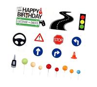 19x Driver License Cake Topper Set Learner Driver Gifts DIY Micro Ornaments Scene Cupcake Toppers for Theme Party Decor