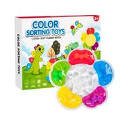19x15cm Dinosaur Shape Color Matching | Sorting Sensory Toy Kids - Animal Design Learning Game with 16x16cm Flower Pieces, 2D Shape Puzzle