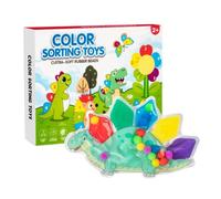 19x15cm Dinosaur Shape Color Matching | Sorting Sensory Toy Kids - Animal Design Learning Game with 16x16cm Flower Pieces, 2D Shape Puzzle
