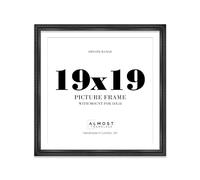 19x19 Black Ornate Photo Frame With White Mat For 18x18 Picture, Ready to Hang, 1 Pack