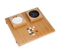19x19 Folding Go Game Set Board with Bamboo Bowls and Imitation Jade Go Pieces,Backgammon Set Classic Board Game Weiqi Board Travel Set Games