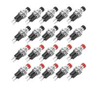 1A 250V AC 7mm small Momentary Push Button Switch PBS-110 NO Black/Red Switch Button with Soldering Foot for Electronic Device(20pcs mix)