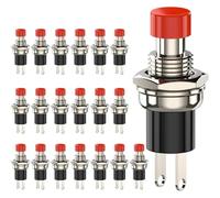 1A 250V AC 7mm small Momentary Push Button Switch PBS-110 NO Black/Red Switch Button with Soldering Foot for Electronic Device(20pcs red)