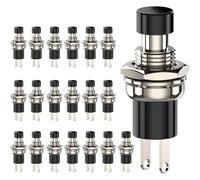 1A 250V AC 7mm small Momentary Push Button Switch PBS-110 NO Black/Red Switch Button with Soldering Foot for Electronic Device(20pcs black)