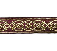 1A-Kurzwaren MG05-25 Celtic Trim Woven Ribbon 25 mm Wide 10 m Long Bordeaux-Gold