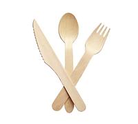 1Above 100Pk Disposable Wooden Cutlery Set, 100% Natural and Biodegradable, Eco-Friendly Set for Wedding, Office and Party Picnic (Cutlery Set)