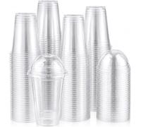 1ABOVE 12 oz Clear Plastic Smoothie Cups with Dome Lids (Pack of 50) - Durable Reusable PET Cups for Smoothies, Milkshakes, Iced Coffee, Bubble Tea, Slushies & Cold Drinks