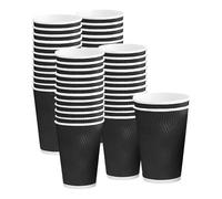 1ABOVE 12 oz Ripple Insulated Paper Cups - 3-Ply Disposable Hot Drink Cups for Coffee, Tea, Cappuccino, and Other Hot Beverages (50, Black)