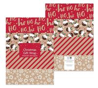 1Above 16 Large Flat Sheets of Recycled Kraft Christmas Wrapping Paper - 4 Assorted Designs - 70x50cm (1)