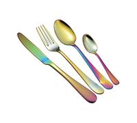 1Above 16 Pieces Cutlery Set for 4 People, Stainless Steel Flatware Set with Spoon, Knives and Fork. Dishwasher Safe, Easy Clean, Mirror Polished (Rainbow)
