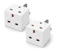 1ABOVE 2 Way UK Plug Adapter 13A 250V - Double 3 Pin Socket Extension Multi Plug Block Adapter for Home, Office & Indoor Use (2 Pack)