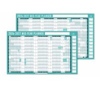 1ABOVE 2026-2027 A1 Mid-Year Academic Wall Planner (2 Pack) - Large Laminated Dry Wipe Wall Calendar 85 x 58 cm with Marker Pen & Sticker Dots