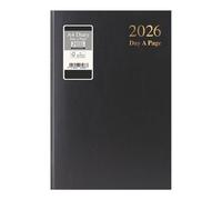 1ABOVE 2026 A4 Day-to-Page Diary Premium Hardcover Daily Planner with Full Pages for Saturday & Sunday, Ribbon Marker, Yearly Overview - Ideal for Office, Home, Appointments & Business(BLACK)