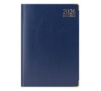 1ABOVE 2026 A4 Diary Day to Page Premium Daily Planner, Hardback with Gilt Edges & Metal Corners for Office, School & Home Use (Blue)