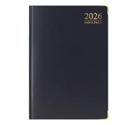 1ABOVE 2026 A4 Diary Day to Page Premium Daily Planner, Hardback with Gilt Edges & Metal Corners for Office, School & Home Use (Black)