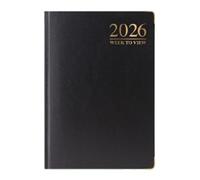 1ABOVE 2026 A5 Week-to-View Diary Premium Hardback Planner with Gilt Edges, Metal Corners & 60 GSM Paper - Elegant Weekly Organizer for Business, Office & Home (Black)
