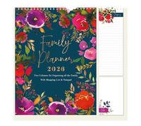 1ABOVE 2026 Family Organiser Calendar Wall Planner With Memo Pad & Shopping List, Monthly Five Columns - FLOWER