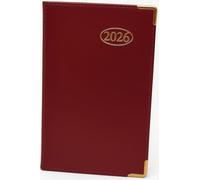 1ABOVE 2026 Pocket Diary, A7 Week to View PVC Leather Effect Diary with Metal Corners | Personal Notes |Year Planner for Home and Office Use (RED)