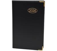1ABOVE 2026 Pocket Diary, A7 Week to View PVC Leather Effect Diary with Metal Corners | Personal Notes |Year Planner for Home and Office Use (BLACK)