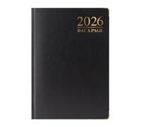 1ABOVE 2026 Premium Quality A6 Day to Page Diary | Hardback Gilt Edges Metal Corners | 60gsm-Paper - for Home and Office Use (BLACK)