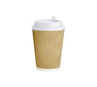 1ABOVE 25 Pack 8oz Double Kraft Disposable Paper Cups for Tea, Coffee, Cappuccino Hot Drinks with Lids (Brown)