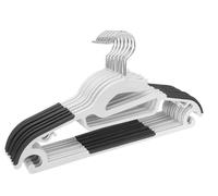 1Above 25pk Plastic Coat Hangers with S-Shaped Opening | non-slip | Space-Saving | 360° Swivel Hook | Grey & White | 42L X 22H Cm (WHITE&GREY, 25PK)