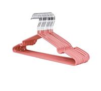 1Above 25x Premium Rubber Coated Metal Hangers - Heavy Duty - Space Saving Organiser Clothes Hangers for Wardrobes Coat Rack Rails Thin and Non-Slip Chrome (PINK)