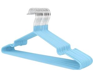 1Above 25x Premium Rubber Coated Metal Hangers - Heavy Duty - Space Saving Organiser Clothes Hangers for Wardrobes Coat Rack Rails Thin and Non-Slip Chrome (BLUE)