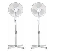 1ABOVE 2pk 16" Fan, Pedestal Stand High Performance 140cm Adjustable Height, 3 Speed Setting, Extra Wide Cross Base, Oscillating, Tilting Head (WHITE)