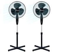 1ABOVE 2pk 16" Fan, Pedestal Stand High Performance 140cm Adjustable Height, 3 Speed Setting, Extra Wide Cross Base, Oscillating, Tilting Head (BLACK)
