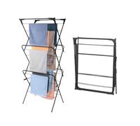 1ABOVE 3 Tier Clothes Airer, Indoor and Outdoor Clothes Drying Rack with 15 m Drying Space, Non-Slip Feet and Corner Spaces for Hanger-Black