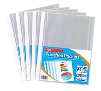 1ABOVE 30 Micron 500Pack A4 Glass Clear Plastic Wallets Punched Poly Pocket Paper Document Files