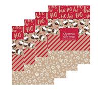 1Above 32 Large Flat Sheets of Recycled Kraft Christmas Wrapping Paper - 4 Assorted Designs - 70x50cm